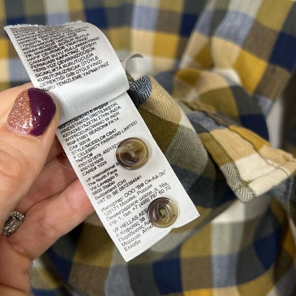 The North Face Blue Brown Mustard Cream Plaid Cotton Button Down Shirt - Picture 5 of 7